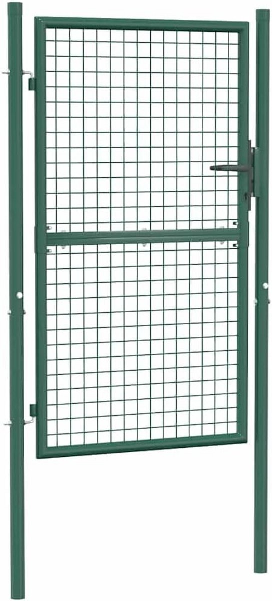Stevige Tuinpoort Staal Groen 100x150cm Inclusief Slot en Sleutels
