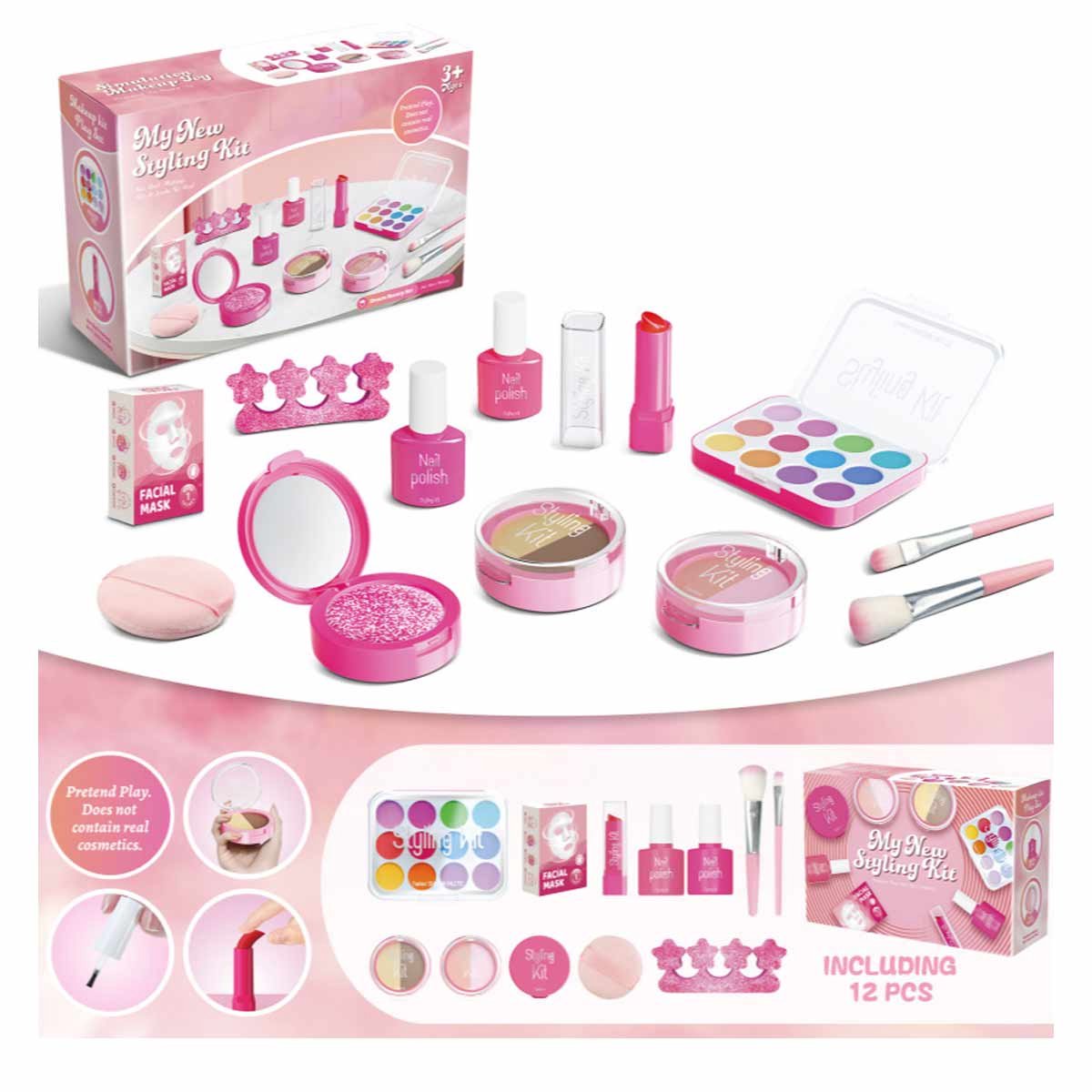 Meedeer make-up speelgoedset voor peuters-Educatief Rollenspel voor Kinderen-Geen vloeistof-Realistisch speelgoed-verjaardagscadeau voor meisjes van 3-6 jaar