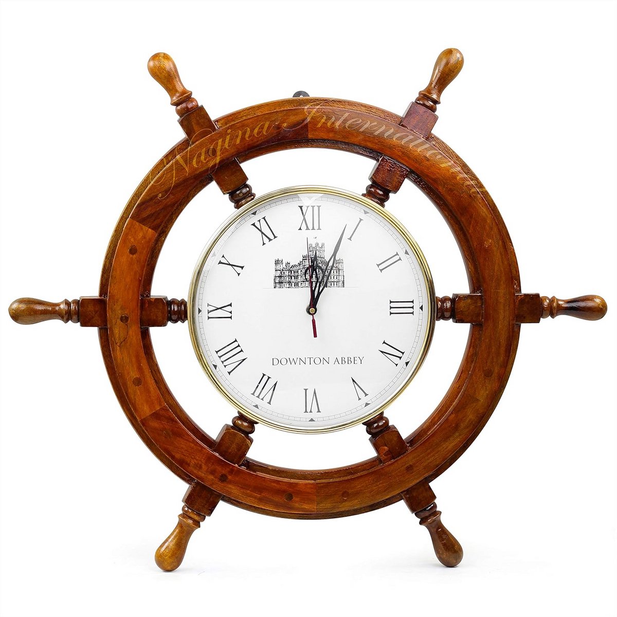 Handgemaakte Houten Scheepswiel Klok | Maritieme Muurdecoratie | Nautische Wandklok
