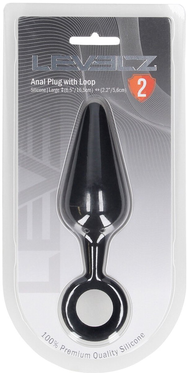 Siliconen Anale Plug met Lus - L - Zwart