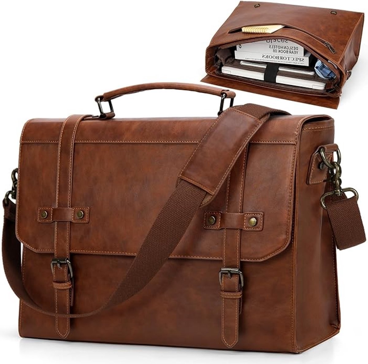 Stunq® Heren Laptoptas - Waterdichte Vintage Look - 17 Inch - Met Meerdere Vakken