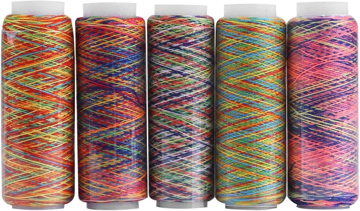 5x Polyester Garen Set Kleurverloop voor Naaien, Quilten en Borduren