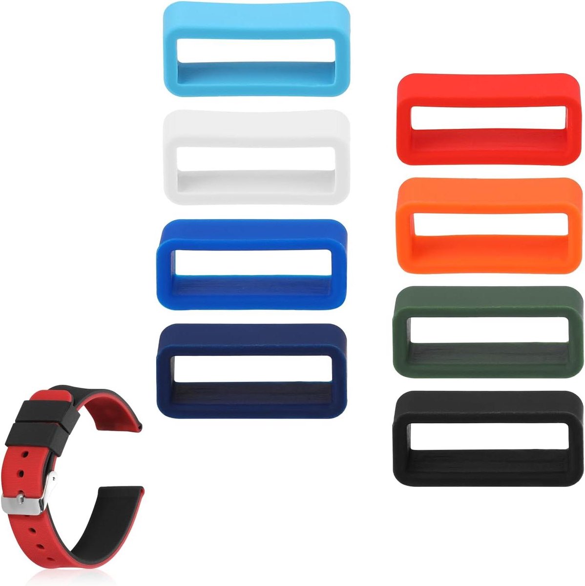 Set van 8 siliconen horlogeband houders 16 mm - band beveiligingsconnector - vervangende ringen voor sporthorloges