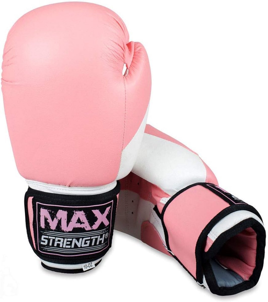 Bokshandschoenen Roze Wit 10oz Duurzaam Rex-leer Voor Training en Sparren