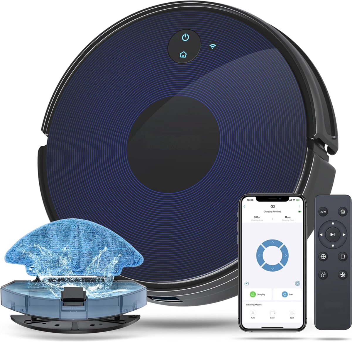 DnA® Robotstofzuiger met Dweilfunctie - Zwart