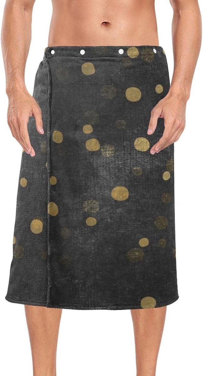 Stunq® Heren Badhanddoek Wrap - Zwart met Gouden accenten - Verstelbaar en Absorberend