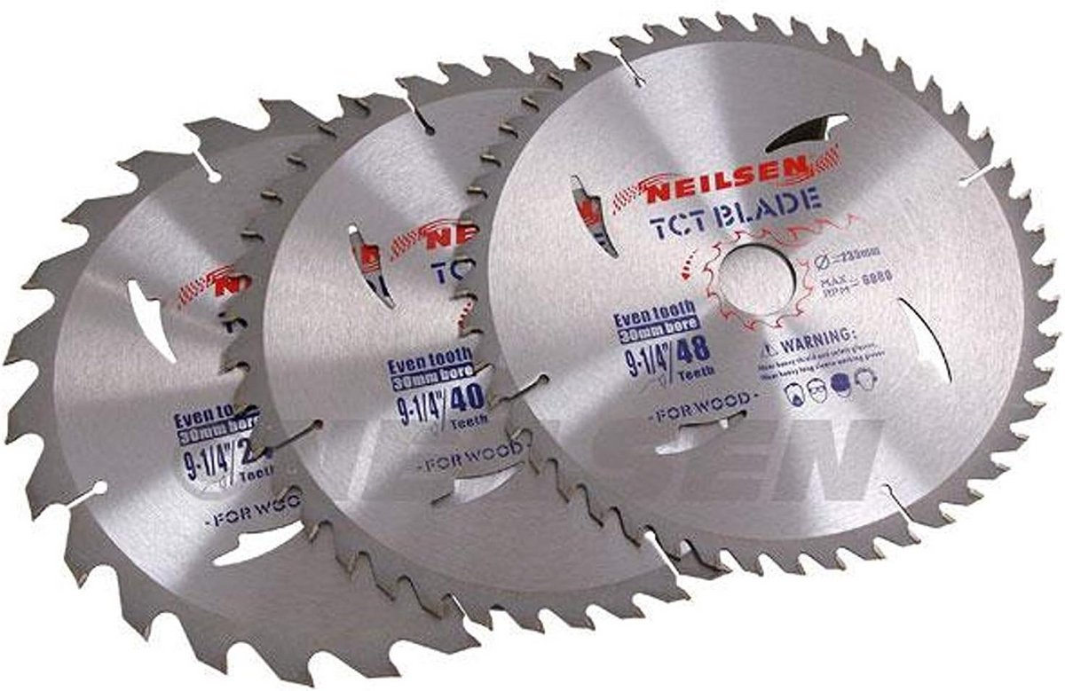 3-Pack Universele Hardmetalen Cirkelzaagblad - 235mm (9 1/4 Inch)