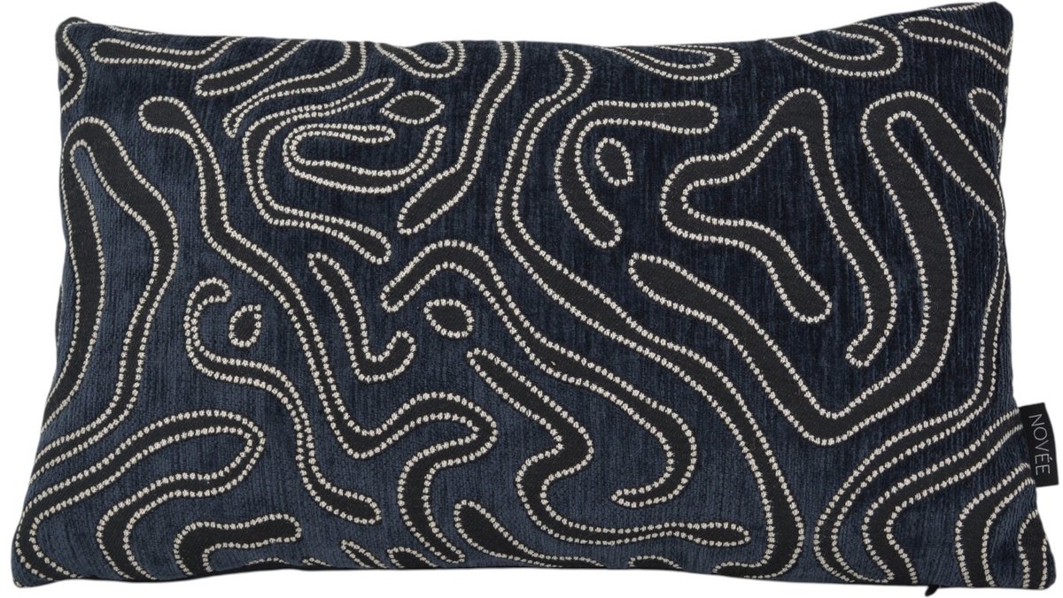 NOVÉE Chenille Flow Zwart Kussenhoes | 30 x 50 cm | Velvet/Polyester zwart 30x50