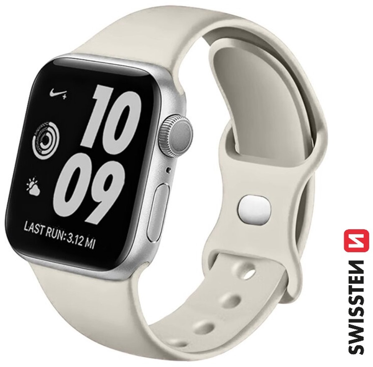 Swissten bandje Geschikt voor Apple Watch 42-49mm Silicone Band - 46000117 - Stone Grey