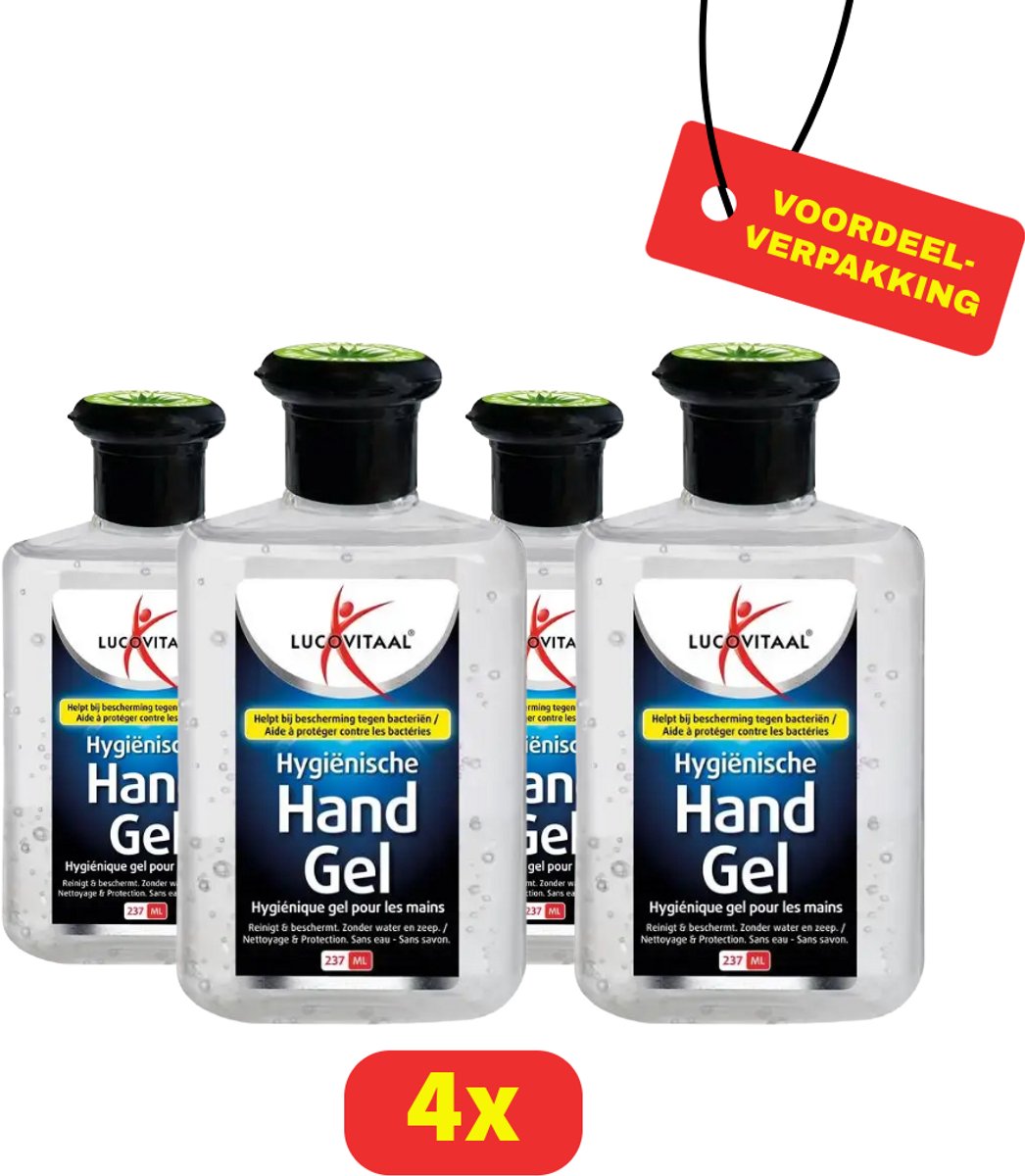 Lucovitaal Handgel Hygienisch - met Aloe Vera - 4 x 237 ml - Voordeelpakking