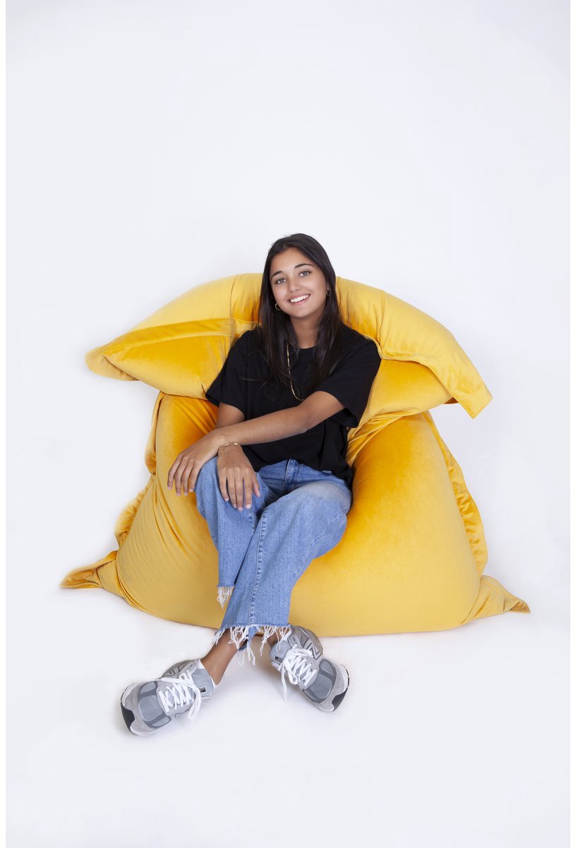 Sit On It ZINKAS VELVET Zitzak - Multifunctioneel - Modern - Geel - Ruimtebesparend - Lichtgewicht