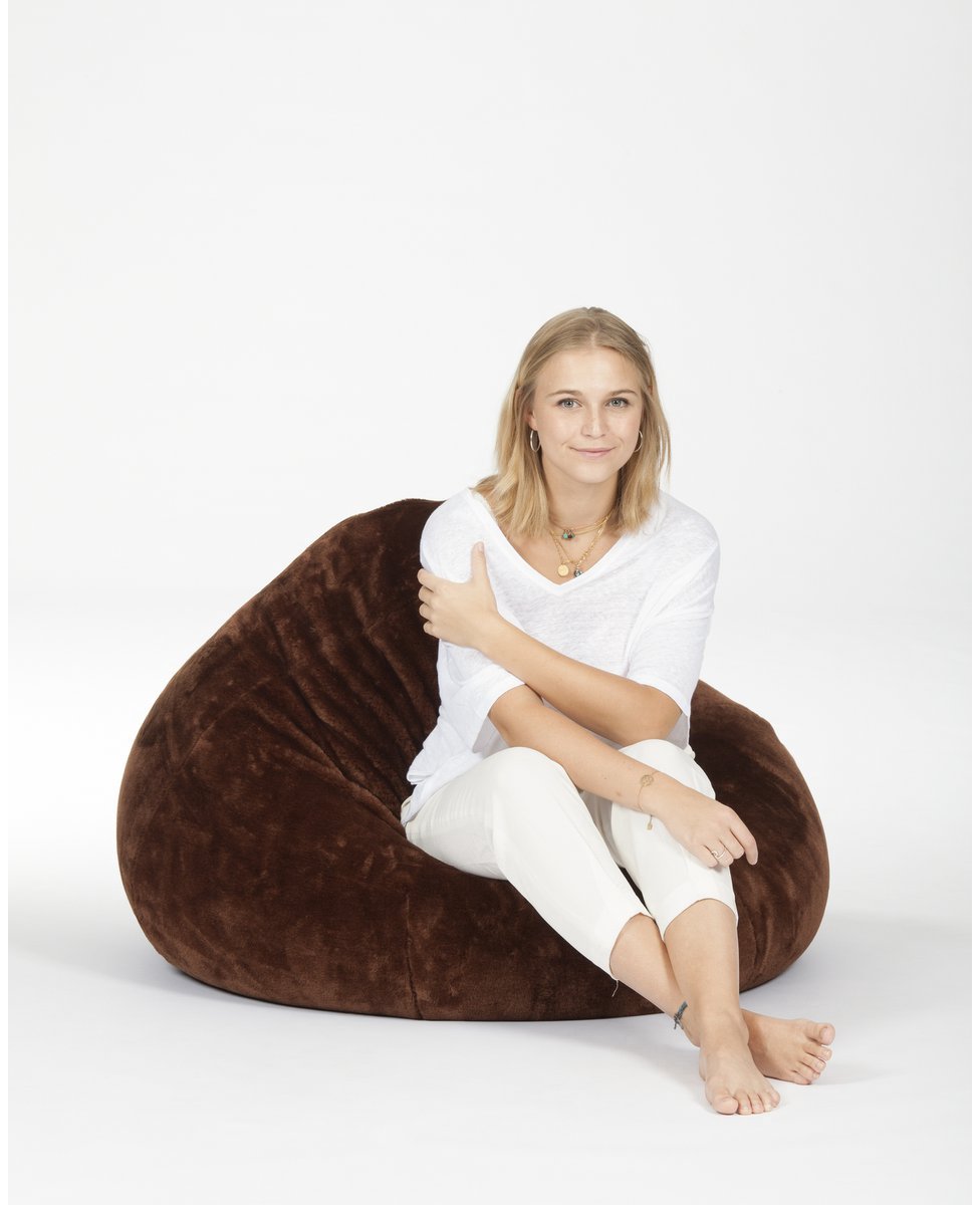 Sit On It Zitzak - Lounge stoel - Decoratief - Donkerbruin - Hoogwaardig nepbont - Ruimtebesparend en comfortabel