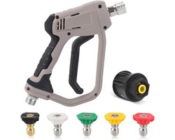Hogedrukreiniger Pistool 4350 PSI met 5 Sproeimondstukken – M22 14mm Aansluiting – Geschikt voor K1-K7 – Autowas & Terrasreiniging