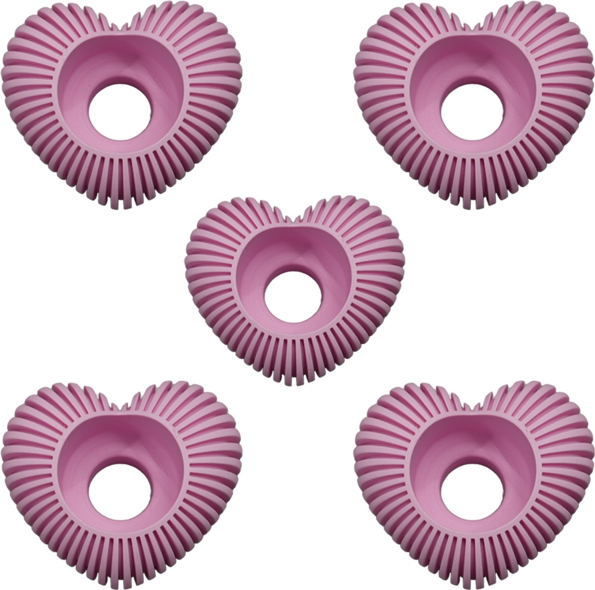 Lovora Waxinelichthouder Hart Gestreept - Sakura Roze - 3d geprint - Geschikt voor LED waxinelichtjes – Moderne woonaccessoire – Stijlvolle waxinelichthouder - 5 stuks