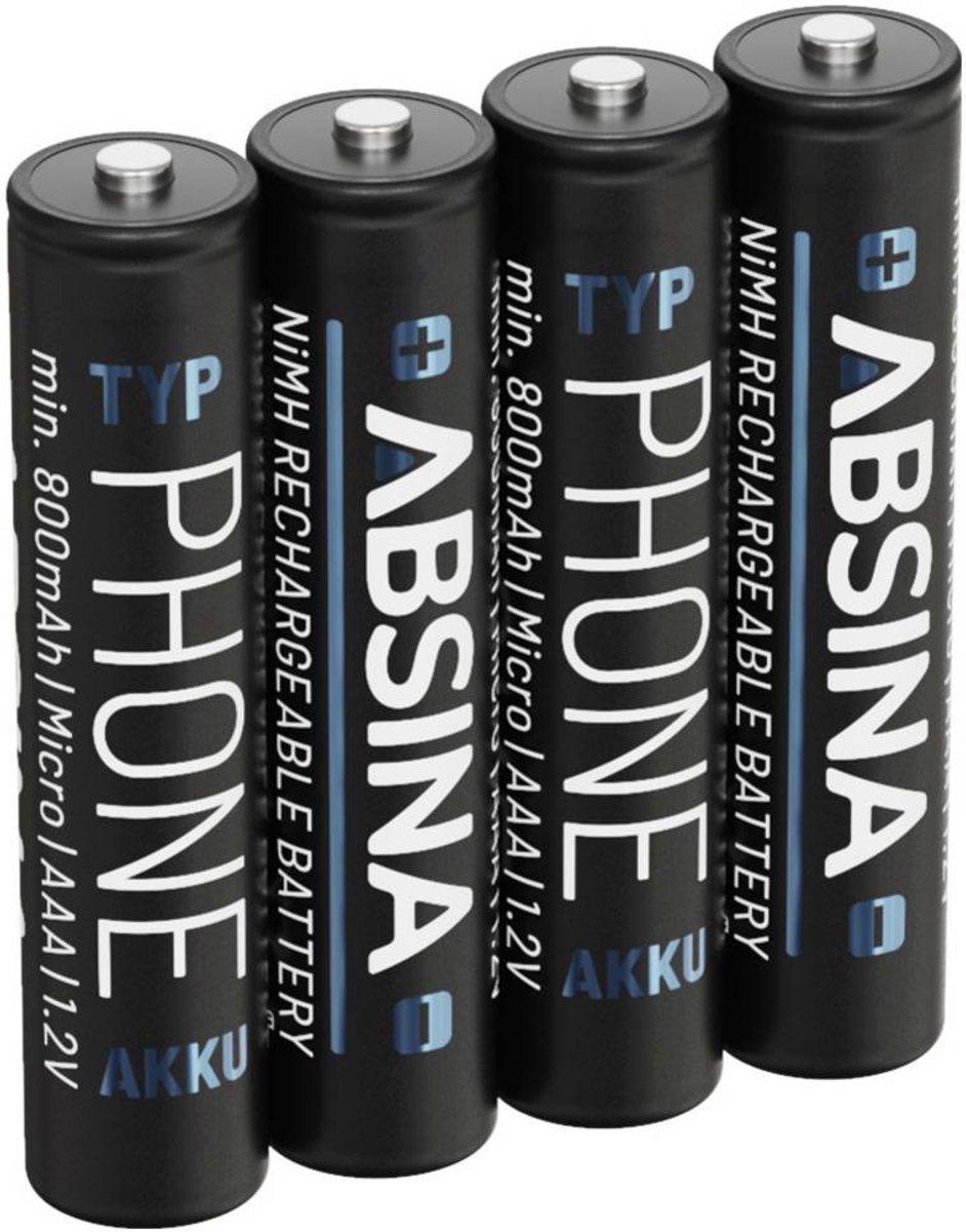 Absina Oplaadbare AAA batterij (potlood) NiMH 1.2 V 4 stuk(s)