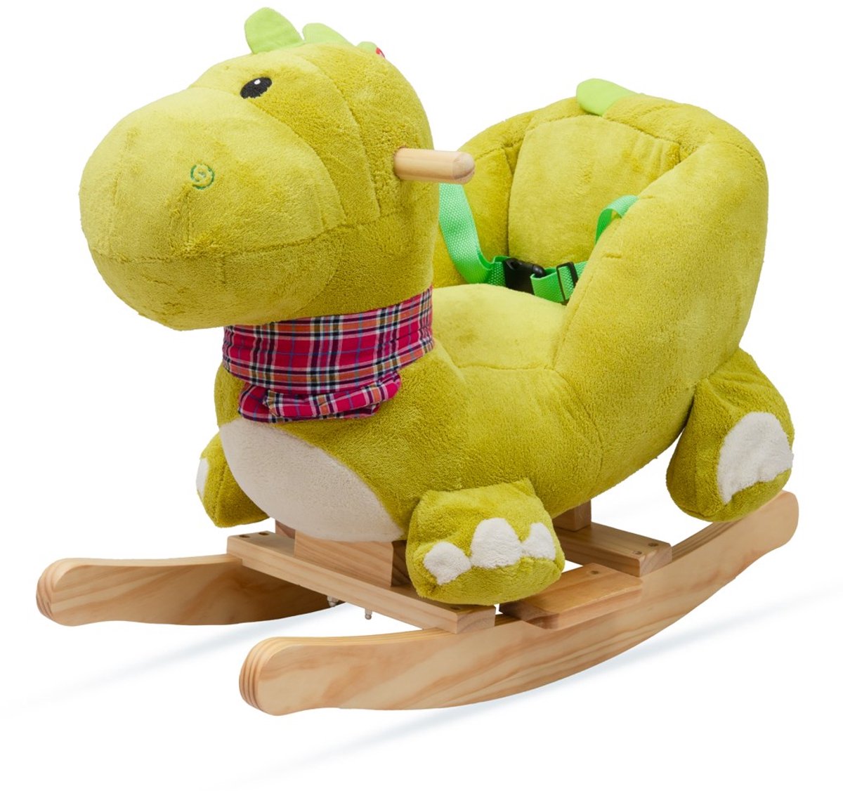 Baby Mix - Zitzak - groene pluche schommeldinosaurus met melodie - schommelspeelgoed - kinderkamer decoratie - veilig speelgoed - ergonomische zitting