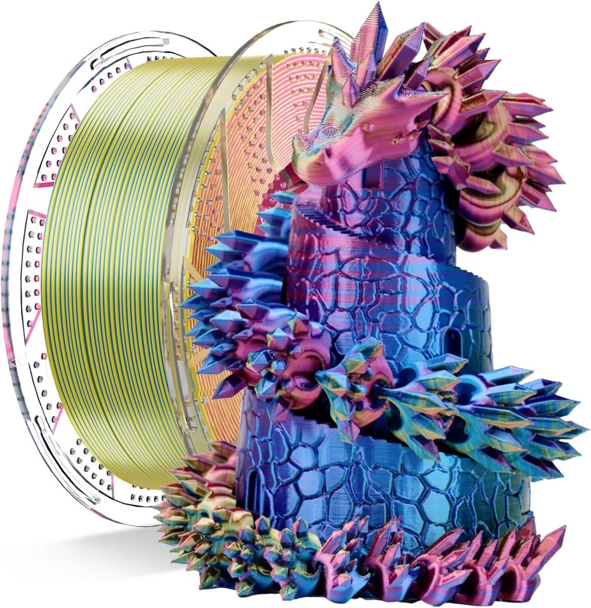 Zijdeglans PLA Filament 1,75 mm Driekleurig voor 3D-Printer, Multicolor, 1 kg