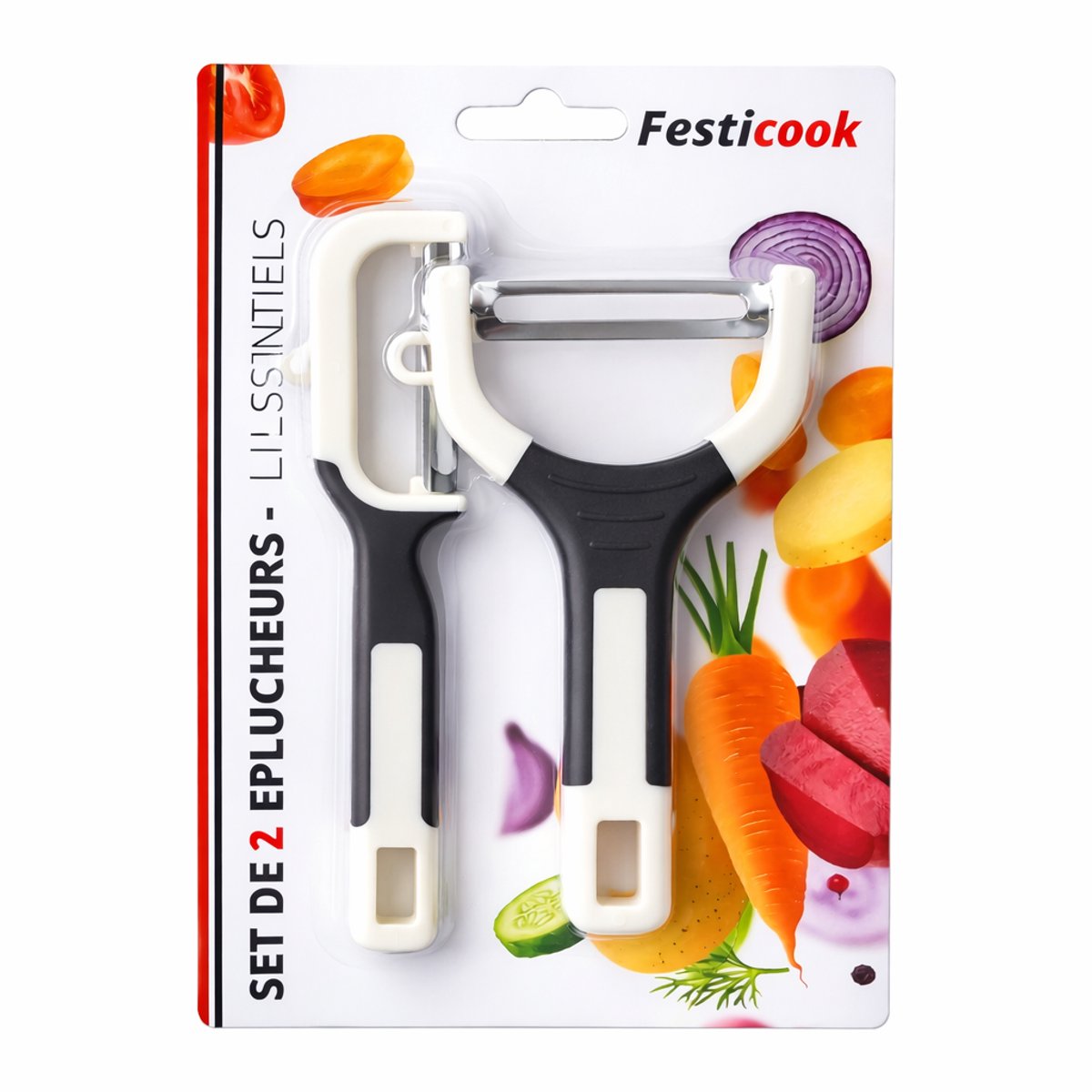 EasyMart – Dunschillers Set 2-delig – Y-model + Rechte – Groente- & Aardappelschiller – Keuken – Zwart