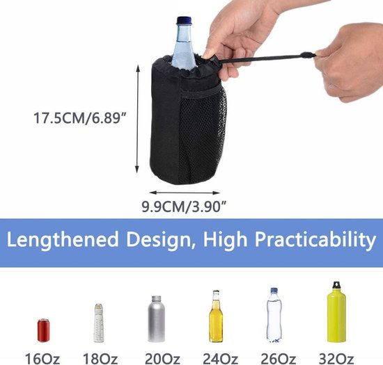 Waterfleshouder - Universele tas voor motorfiets, scooter, kinderwagen - Grote waterfleshouder - Waterfleshouder met waterdicht Oxford-weefsel - Geschikt voor fiets - Zwart — afbeelding 4