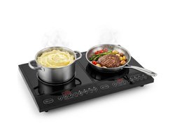 Inductie Kookplaat - Vrijstaand - 2 Pits - 2000 + 2000 Watt - Energiezuinig - 8 standen - Zwart