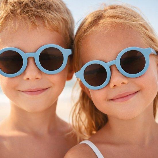Kinderzonnebril - Rond - UV Bescherming - Flexibel - 0-6 Jaar - Blauw van Merkloos — afbeelding 2