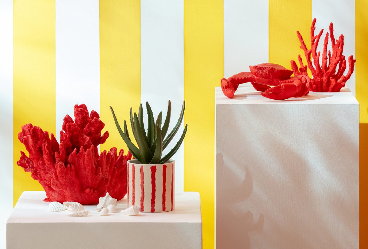 J-Line decoratie Krab - polyresin - rood