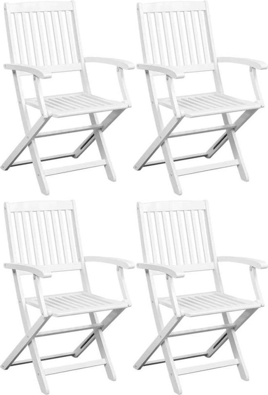 Tuinstoelen Wit 4 stuks inklapbaar / Tuin stoelen / Ligstoel Tuin... | bol.com
