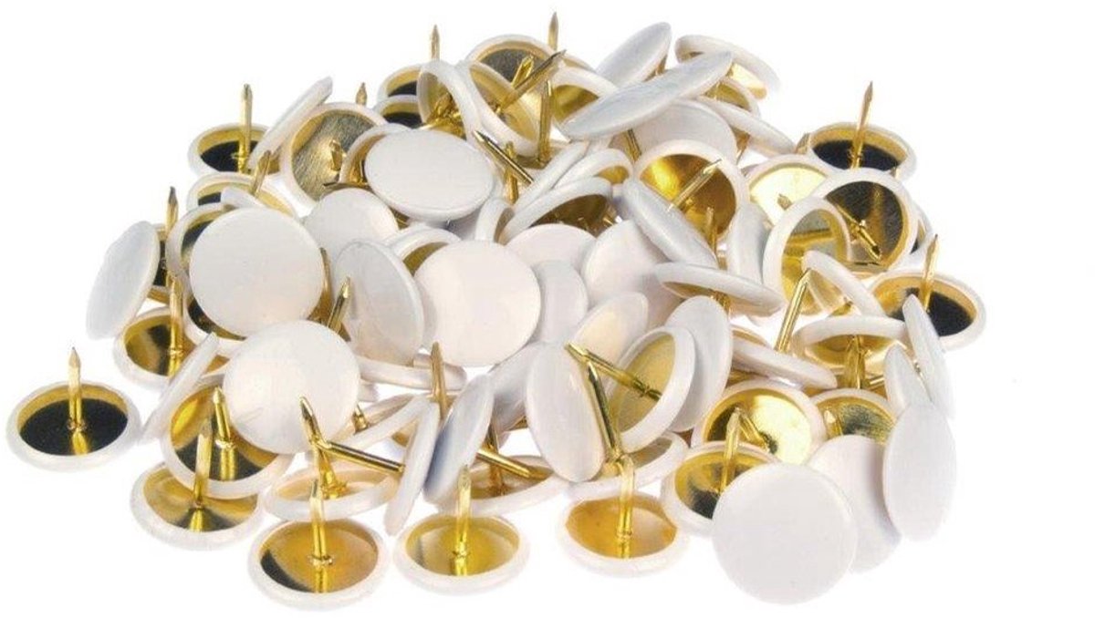 Duimspijkers Kleur Wit - 40 Stuks - Messing Pin | Stijlvolle en Duurzame Bevestigingsoplossing