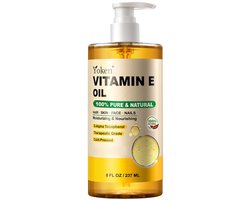 Yoken Vitamin E Olie 237ML – Biologische Vitamine Olie voor Gezicht & Huid – Hydraterende & Verzorgende Lichaamsolie – Koudgeperst & Glutenvrij