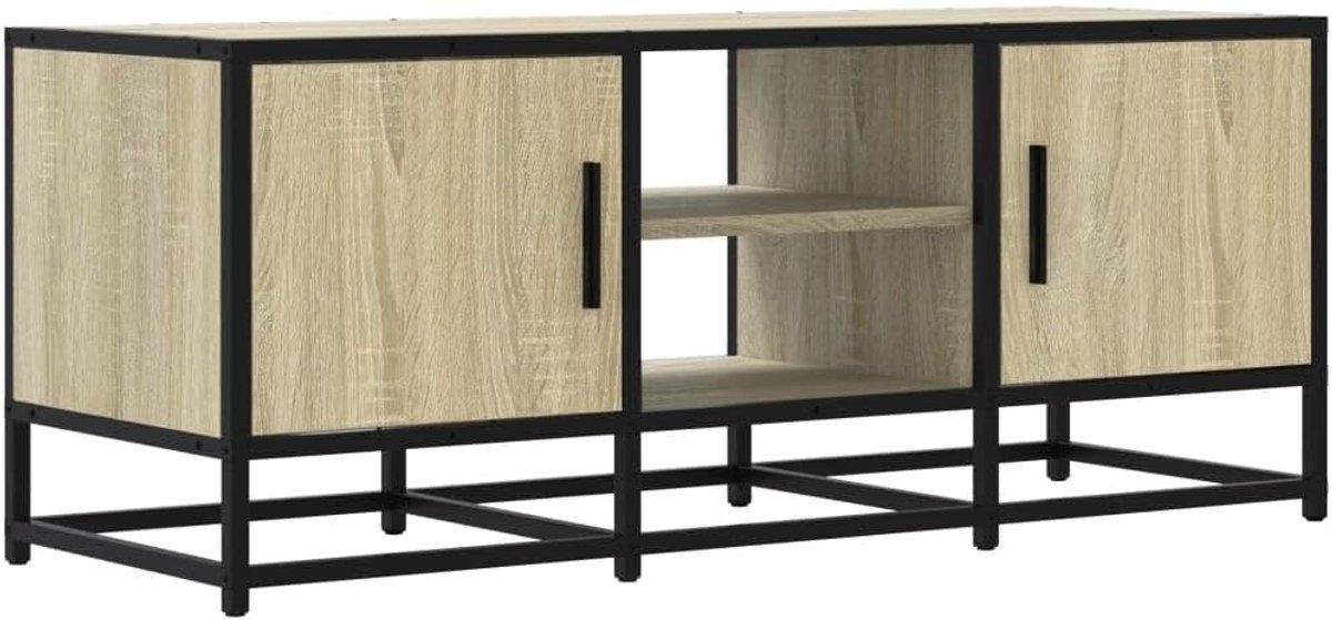 TV-meubel Urbanhome Sonoma Eiken – Industrieel Lowboard met Metalen Frame en Opbergruimte, Robuust Hout, Voor Woonkamer en Slaapkamer, 100 cm