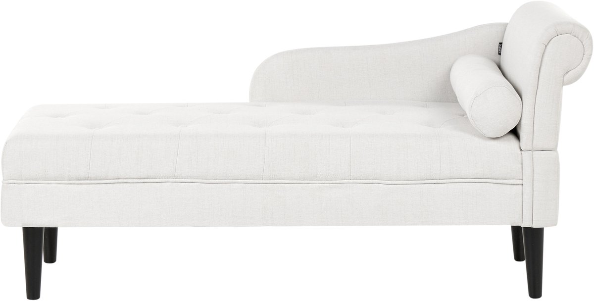 Beliani YVOIRE - Chaise longue - Off-white - Rechtszijdig - Stof Wit
