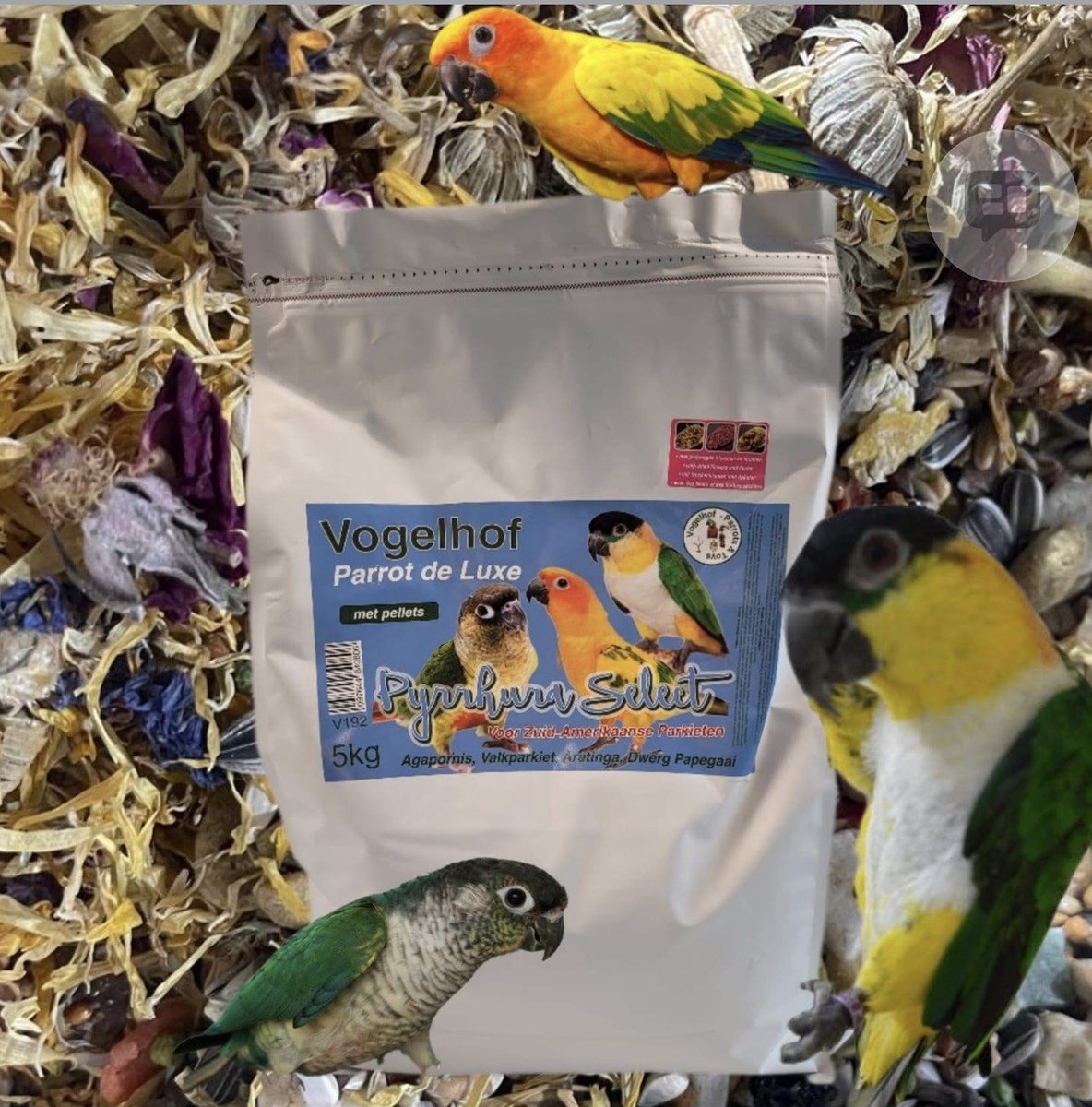 pyrrhura select 5 kg met pellets navul verpakking van emmers