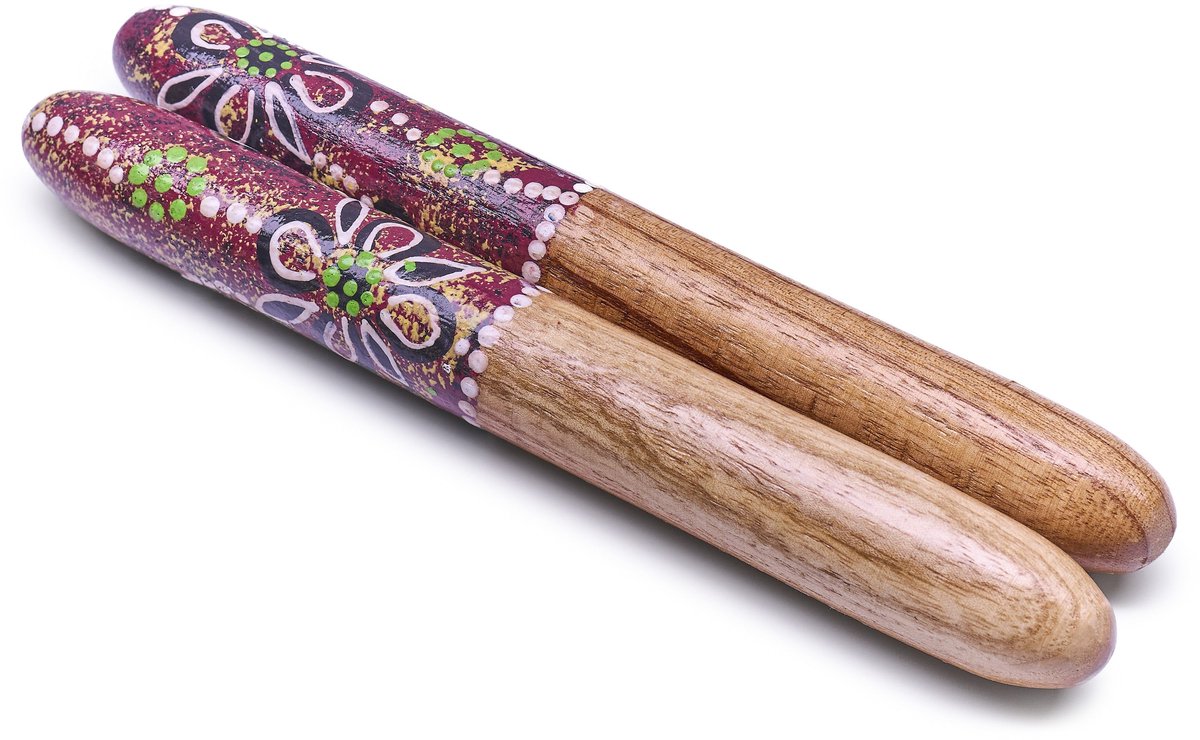 Clapsticks Rood – Houten Claves voor Traditioneel Ritme bij Didgeridoospelen