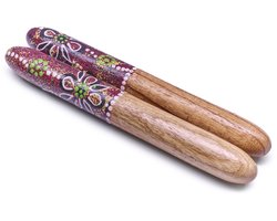 Clapsticks Rood – Houten Claves voor Traditioneel Ritme bij Didgeridoospelen