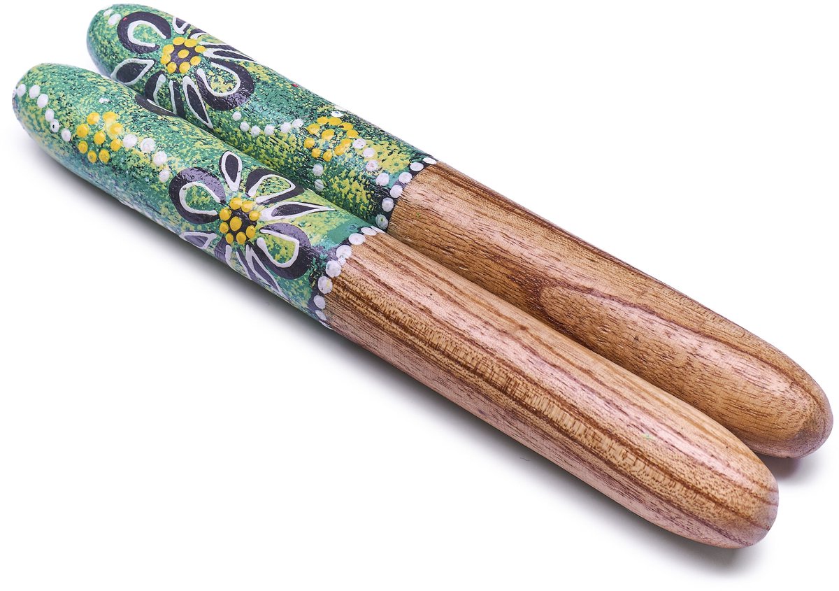 Clapsticks Groen – Traditionele Houten Claves met Fris Design (25 cm)