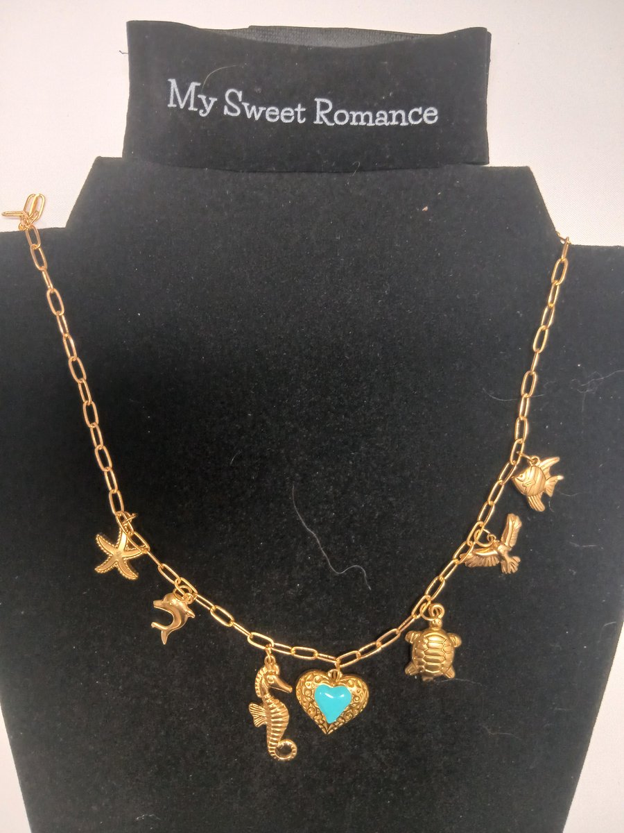 My Sweet Romance® - Dames Ketting Goudkleurig met Zomerse Bedels - Schelpen, Visjes