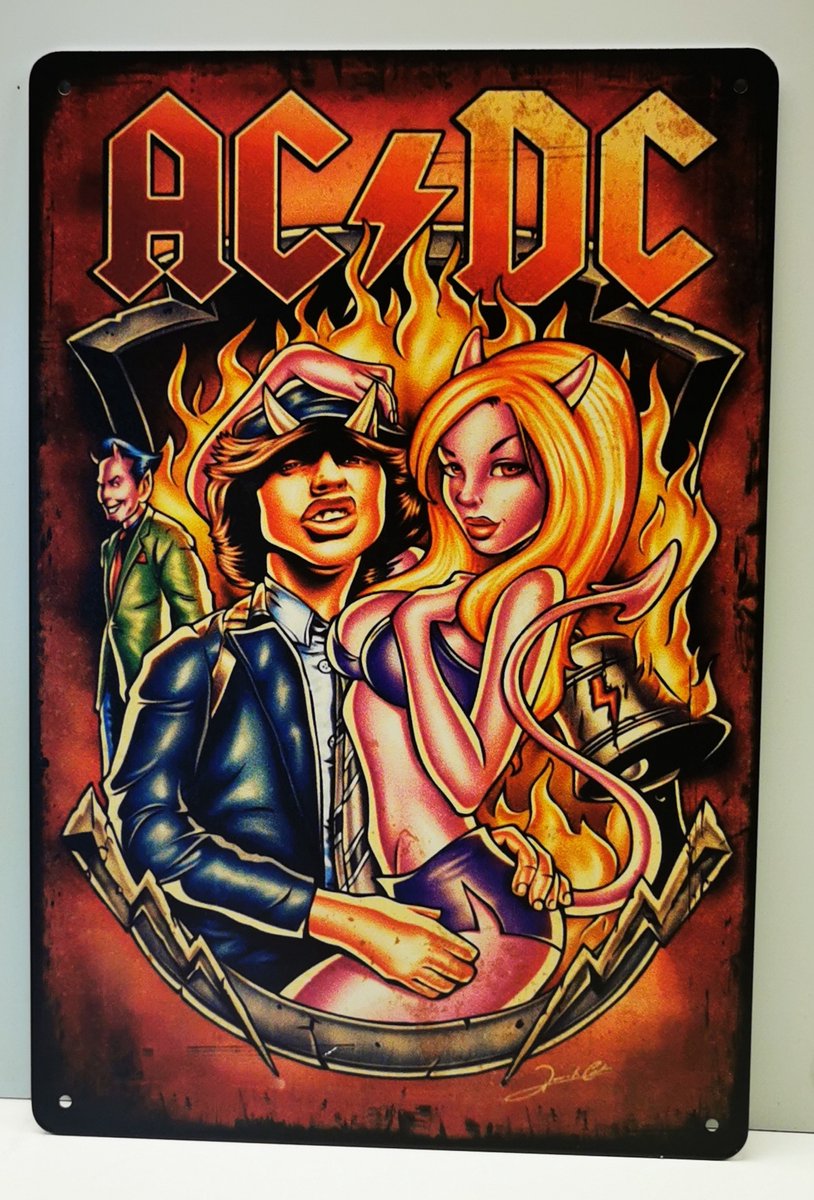 Metalen wandbord - AC/DC - Mancave - MS076 - Wand Decoratie - Metal sign - Mancave decoratie - Decoratie - Metalen borden - Tekst borden - Metalen bord