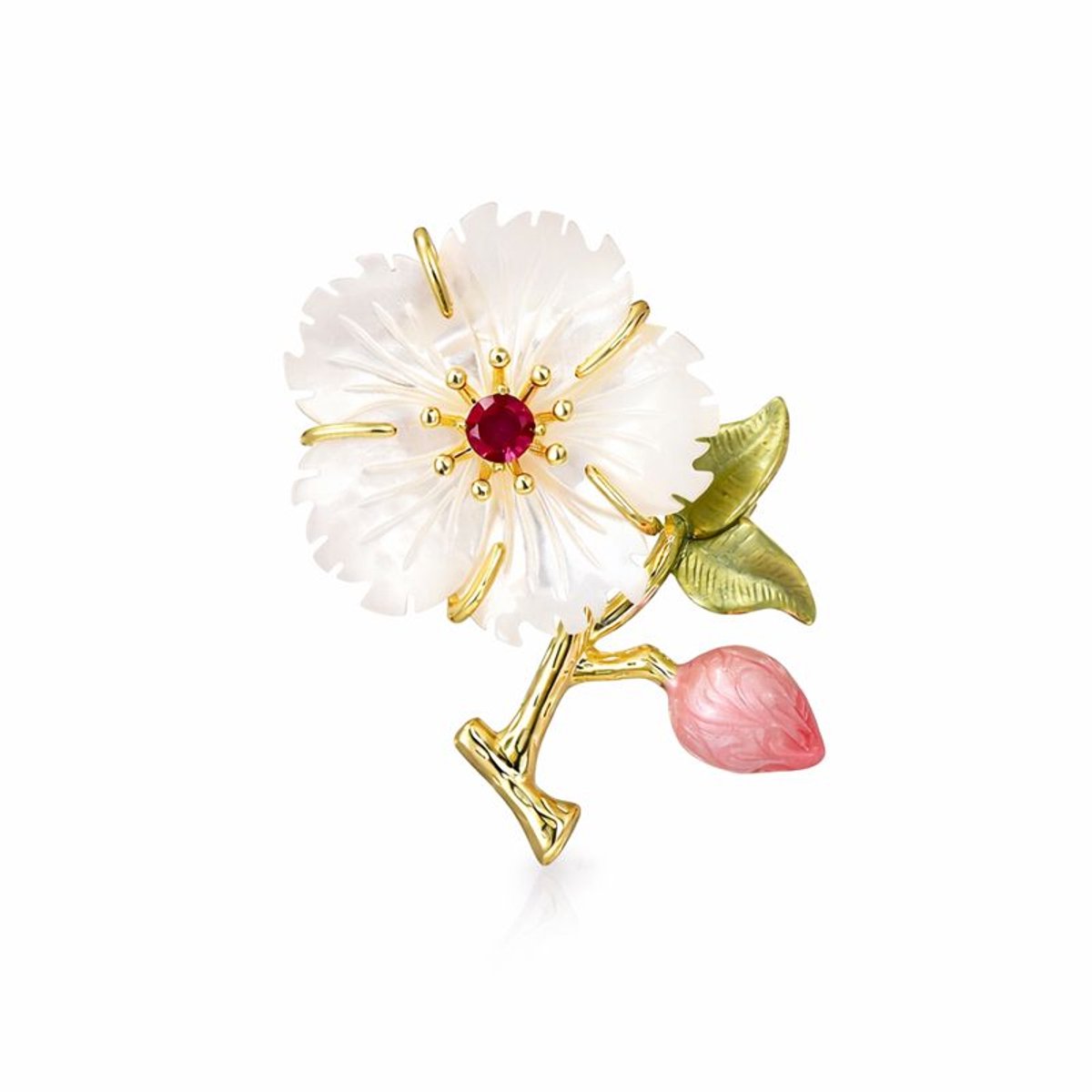 Goldpulse Broche - Dames Broche - Dames sieraden - Vintage sieraad - Bloemenbroche - Zirkonia-Milieuvriendelijk koper