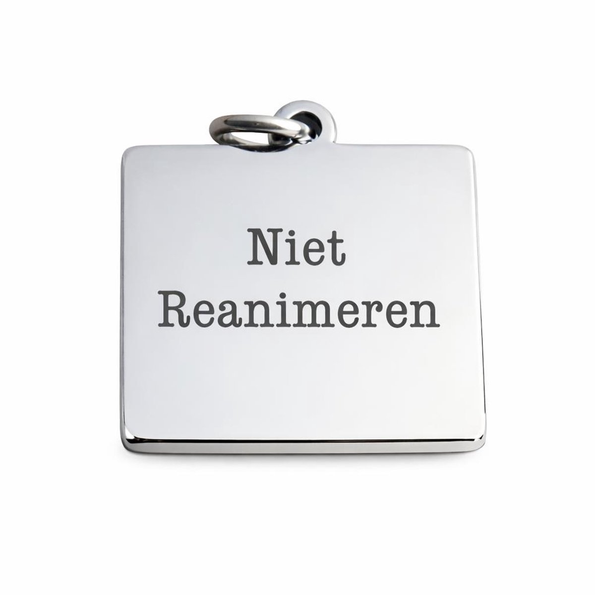 2 Love it Niet Reanimeren - Hanger - Penning - Vierkant - Stainless steel - 2 cm diameter - Zilverkleurig