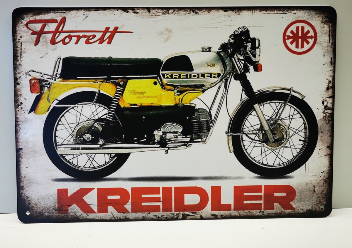Metalen wandbord - Kreidler logo - Mancave - Wand Decoratie - Metal sign - Mancave decoratie - Decoratie - Metalen borden - Tekst borden - Metalen bord