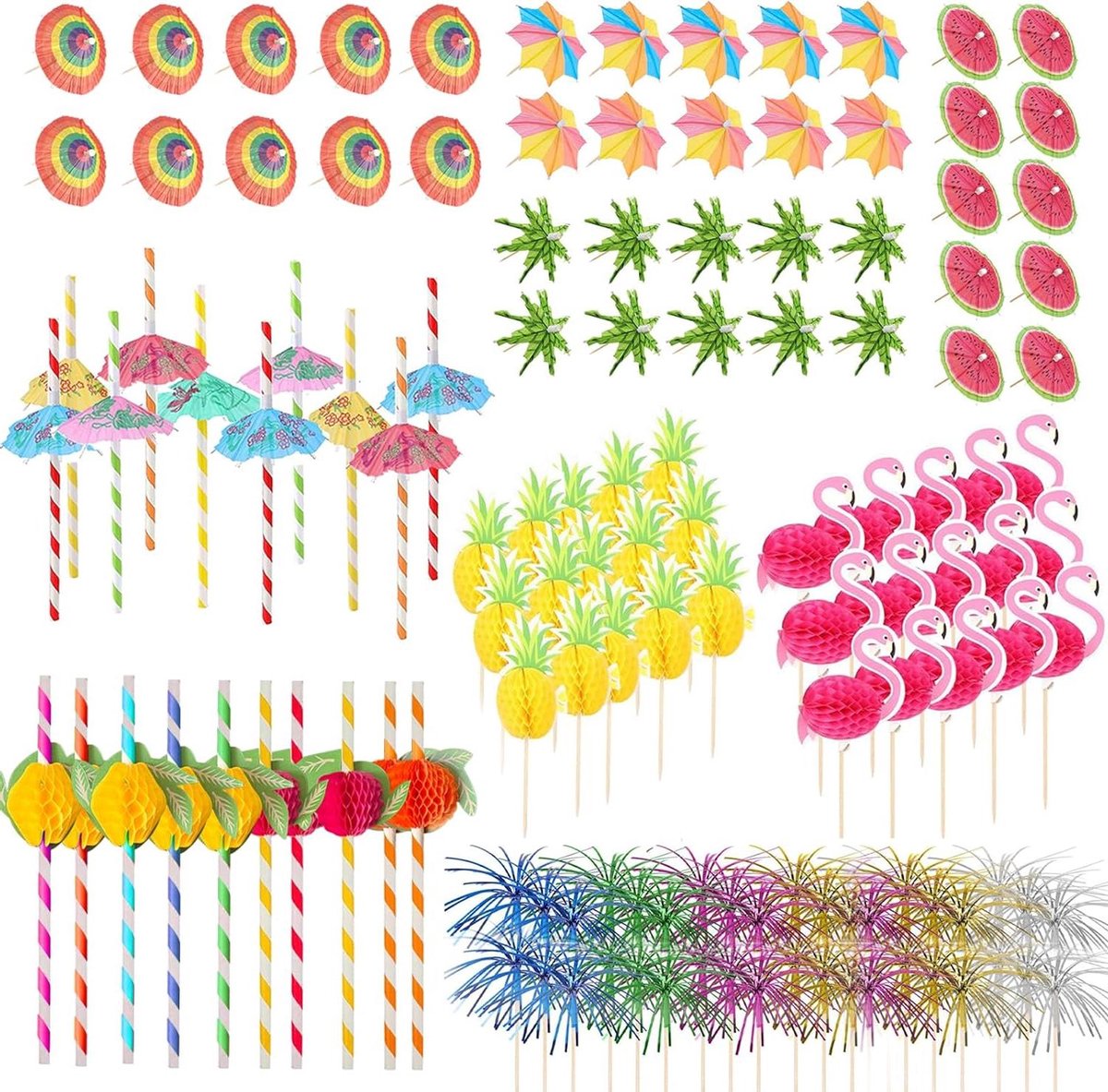140 Stuks Cocktaildecoratie en Accessoires voor Zomer, Feest, Bruiloftsfeest