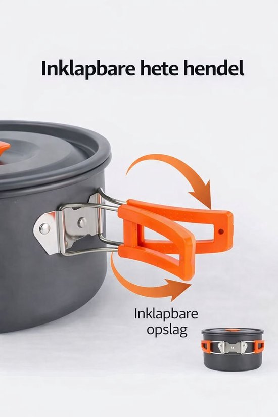 Nood kookset - pannenset 9-in-1 - PFAS-vrij - lichtgewicht aluminium - 2-3 personen — afbeelding 2