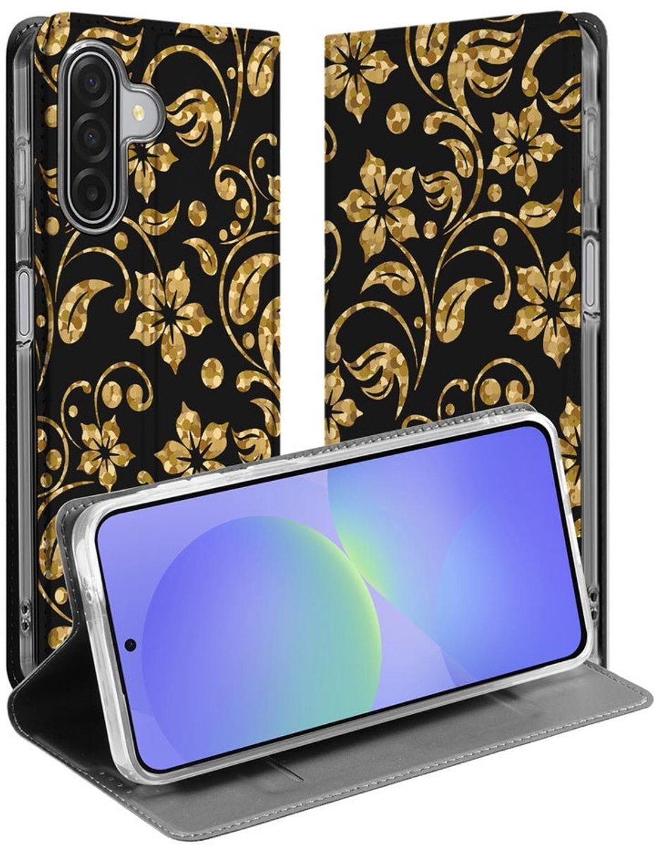 Samsung Galaxy A17 Bookcase Gouden Bloemen