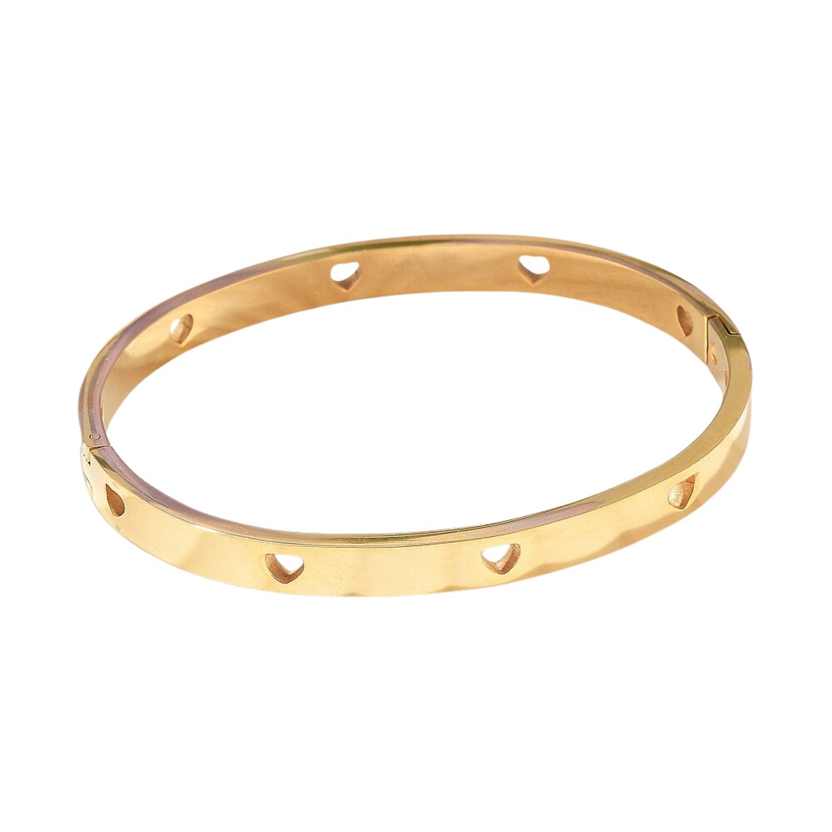 LOUIZ Bangle met hartjes - Cadeautje Vrouw - Bangle Stainless Steel 18K verguld - Hypoallergeen, nikkelvrij & waterproof - Cadeau vrouw