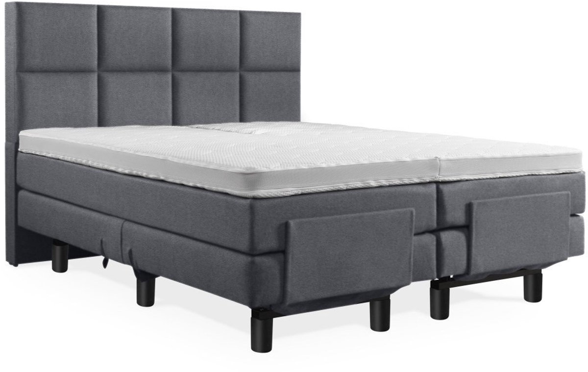 Soft Bedden Elektrische Boxspring 1-Persoons 100x210 cm Antraciet Lederlook - Soft bedden - €1.049,00