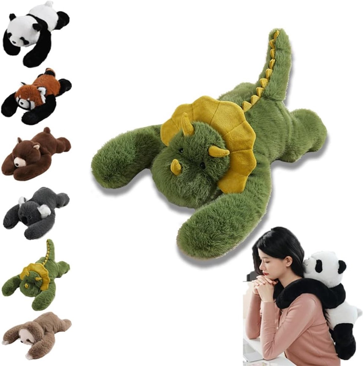 Pluche Dieren Kussen - Knuffel Kussen - Ontspanning en Slaap - Verzwaagd Ontwerp - 45CM - Dinosaurus