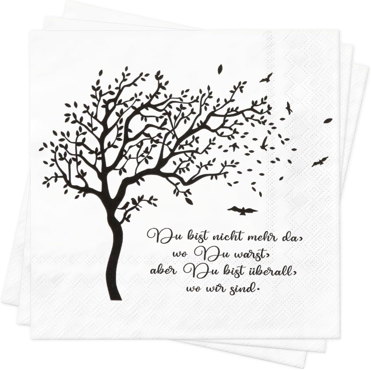 Rouwservetten - Begrafenis servetten - Herdenking tafel - Stijlvol design - 16x16 cm - Wit