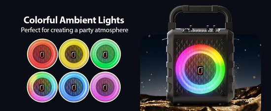 Draadloze speaker - Draagbare Bluetooth-luidspreker - karaokesysteem - Karaoke - met microfoon en LED-licht - 3D-surroundgeluid — afbeelding 4