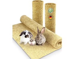 Knaagdiertapijt Hennep - Vloerbedekking Bodem - Kleine Dieren - 100% Natuurlijk Materiaal - 100x50cm - Naturel
