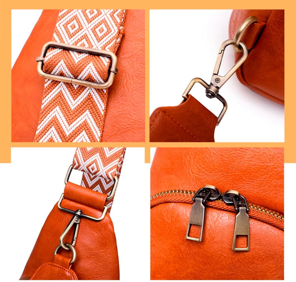 Dames Tas - Heuptas Crossbody Borsttas - Dagelijks Gebruik Reizen - Verstelbare Band - 29 x 14 cm - Bruin